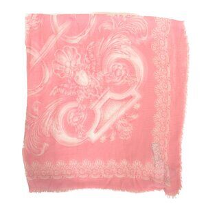 Versace Pink & White Heritage Print Shawl Scarf